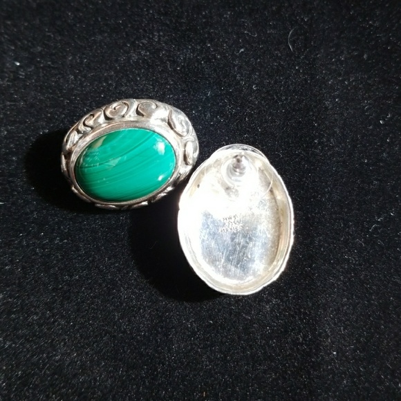 Sterling Malachite earrings - Picture 5 of 6